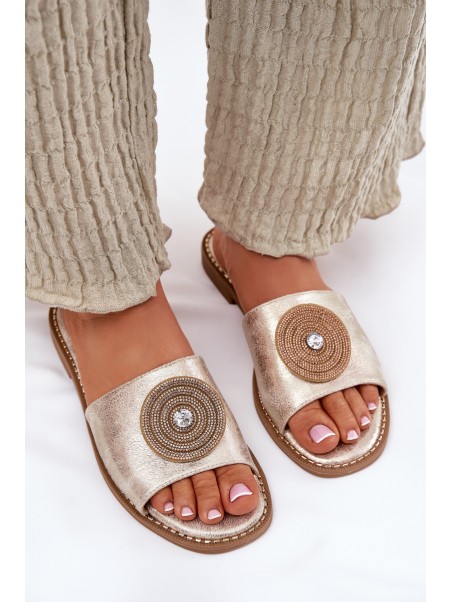Women's Flats With Decoration S.Barski KV51-013 Gold