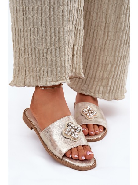 Ladies Flat Sandals With Decorative Detail S.Barski KV51-087 Gold