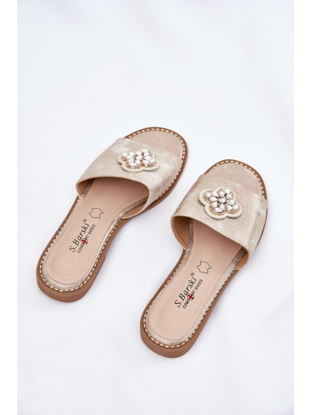 Ladies Flat Sandals With Decorative Detail S.Barski KV51-087 Gold