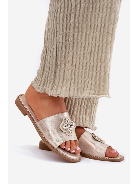 Ladies Flat Sandals With Decorative Detail S.Barski KV51-087 Gold
