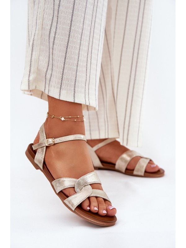 Flat Shiny Sandals Women S.Barski KV51-022 Gold