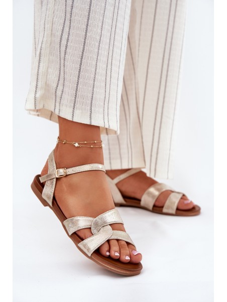 Flat Shiny Sandals Women S.Barski KV51-022 Gold