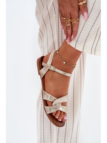 Flat Shiny Sandals Women S.Barski KV51-022 Gold