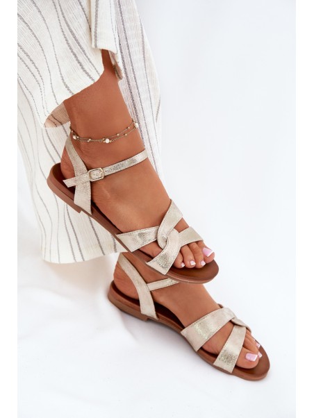 Flat Shiny Sandals Women S.Barski KV51-022 Gold