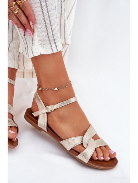 Flat Shiny Sandals Women S.Barski KV51-022 Gold