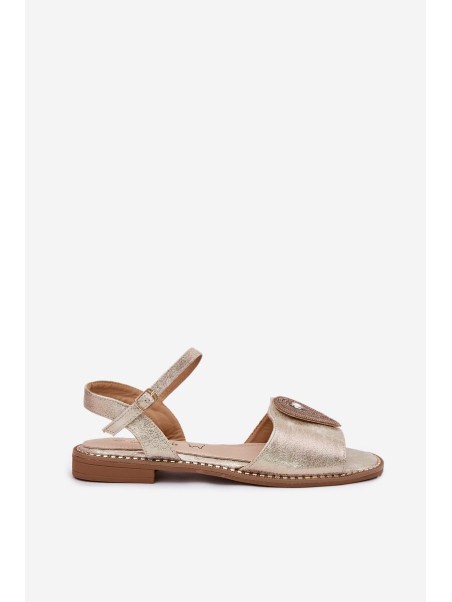 Women's Flat Sandals With Decoration S.Barski KV51-098 Gold