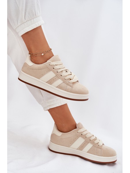 Women's Sneakers Made Of Eco Suede Beige Arlenina