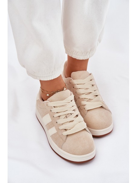 Women's Sneakers Made Of Eco Suede Beige Arlenina
