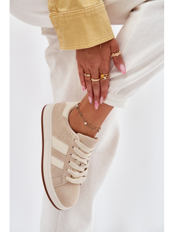 Women's Sneakers Made Of Eco Suede Beige Arlenina