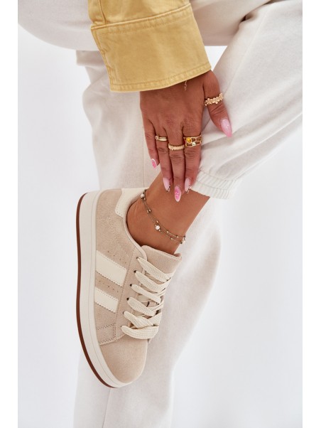 Women's Sneakers Made Of Eco Suede Beige Arlenina