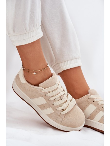 Women's Sneakers Made Of Eco Suede Beige Arlenina