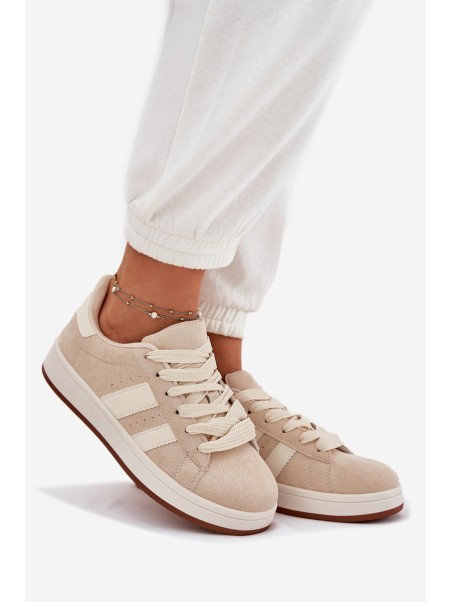 Women's Sneakers Made Of Eco Suede Beige Arlenina