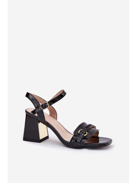 Leather Patent Women's Heeled Sandals Black Mevonelle