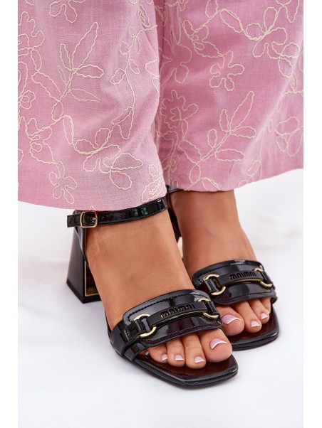 Leather Patent Women's Heeled Sandals Black Mevonelle