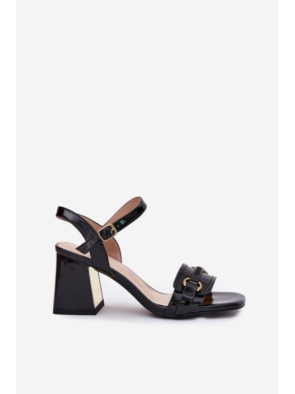 Leather Patent Women's Heeled Sandals Black Mevonelle