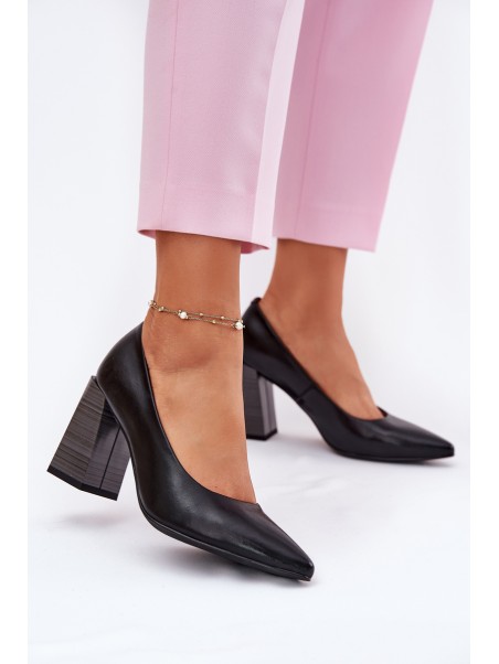 Leather Heels On A Heel Black Gregosa