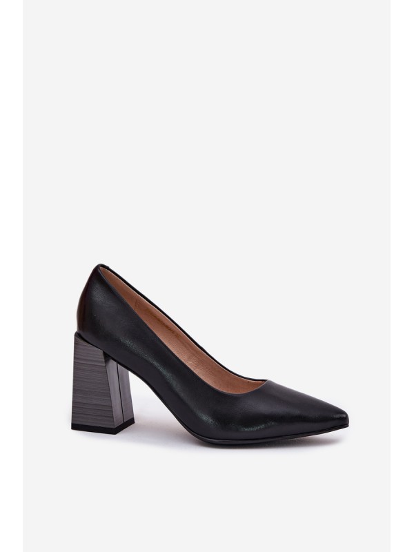 Leather Heels On A Heel Black Gregosa
