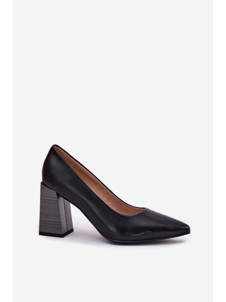Leather Heels On A Heel Black Gregosa
