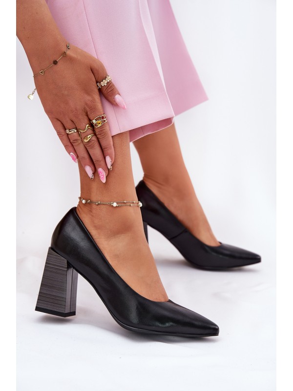 Leather Heels On A Heel Black Gregosa