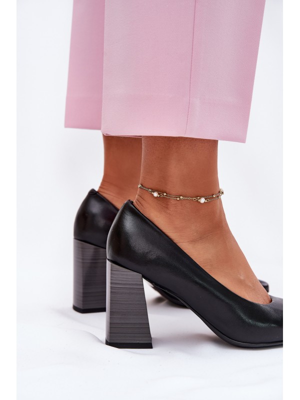 Leather Heels On A Heel Black Gregosa