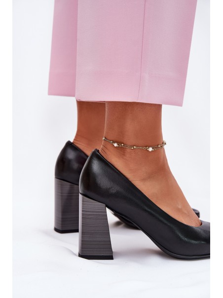 Leather Heels On A Heel Black Gregosa