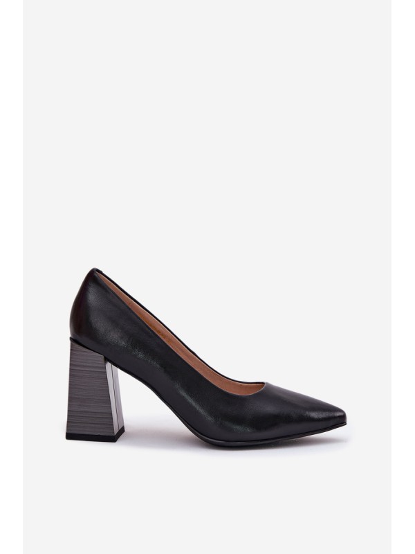 Leather Heels On A Heel Black Gregosa