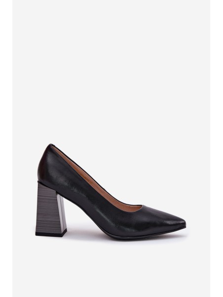 Leather Heels On A Heel Black Gregosa