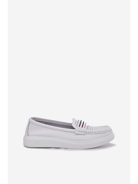 Ladies Leather Moccasins White Dovema