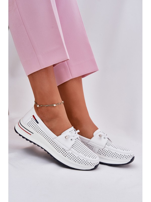 Leather Women's Platform Shoes White Violeth