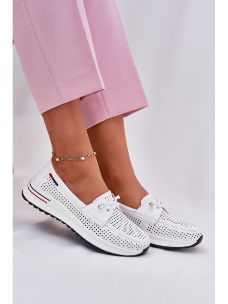 Leather Women's Platform Shoes White Violeth