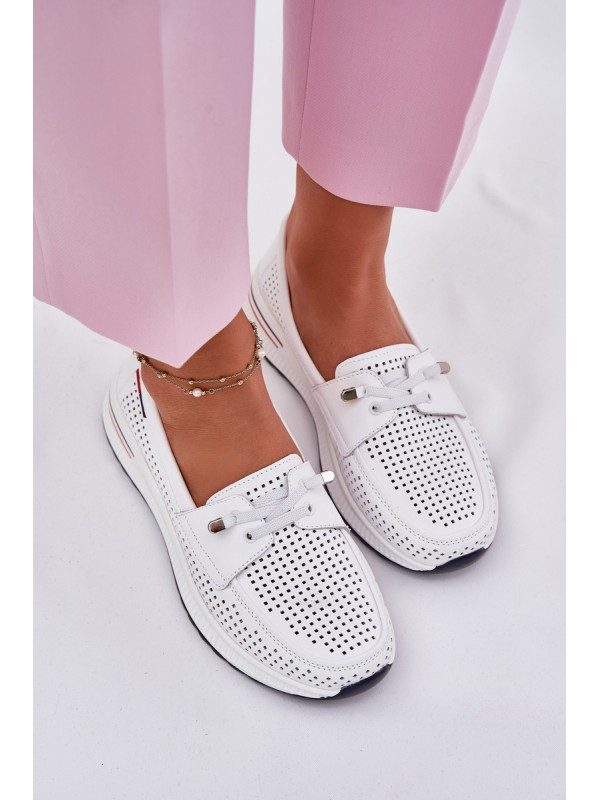 Leather Women's Platform Shoes White Violeth