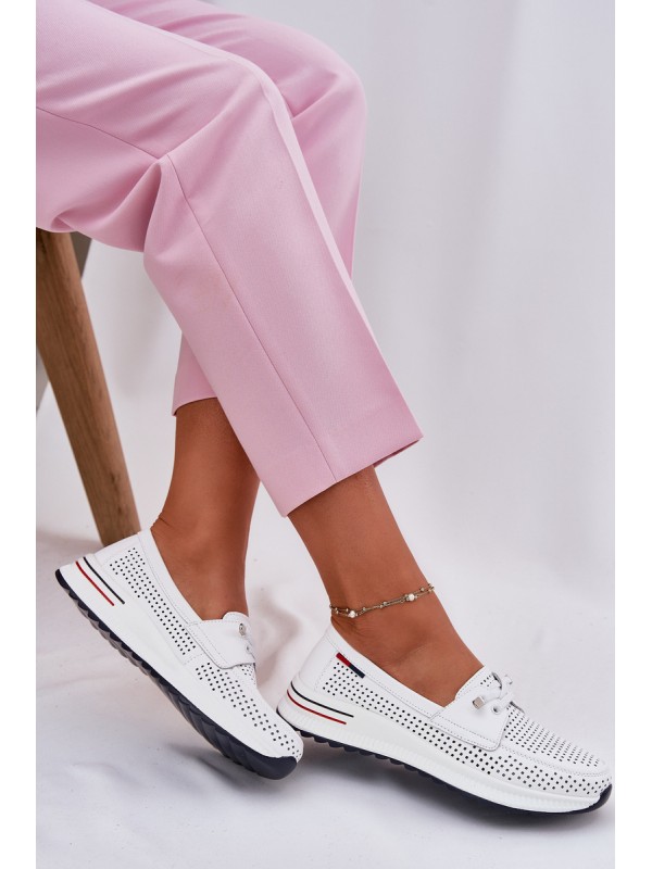 Leather Women's Platform Shoes White Violeth