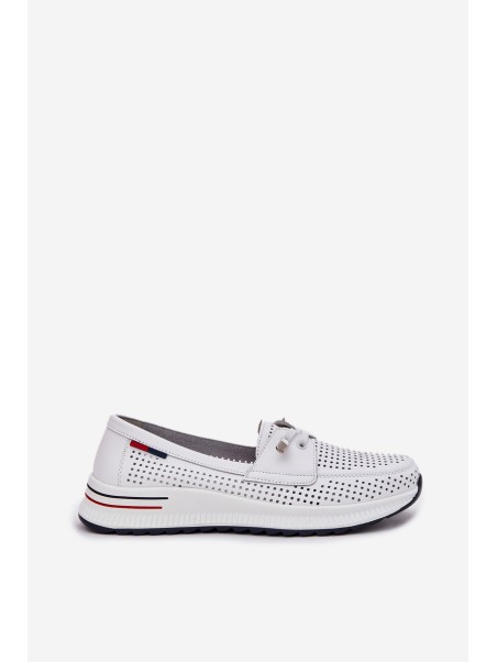 Leather Women's Platform Shoes White Violeth