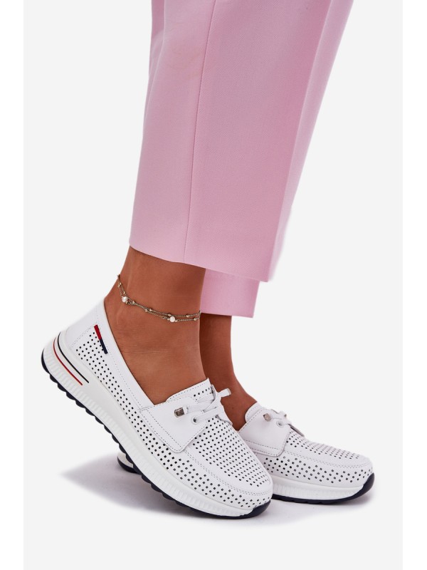 Leather Women's Platform Shoes White Violeth