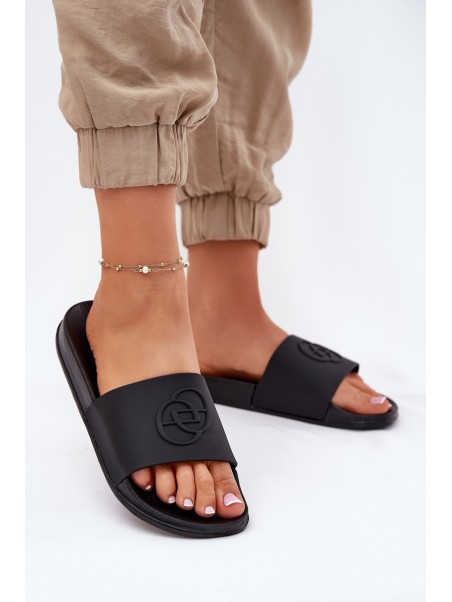 Light Women's Slippers With Decorative Embossing Black Isarisa
