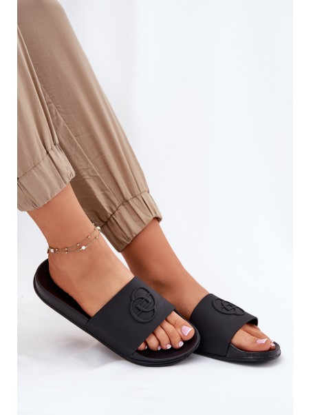 Light Women's Slippers With Decorative Embossing Black Isarisa