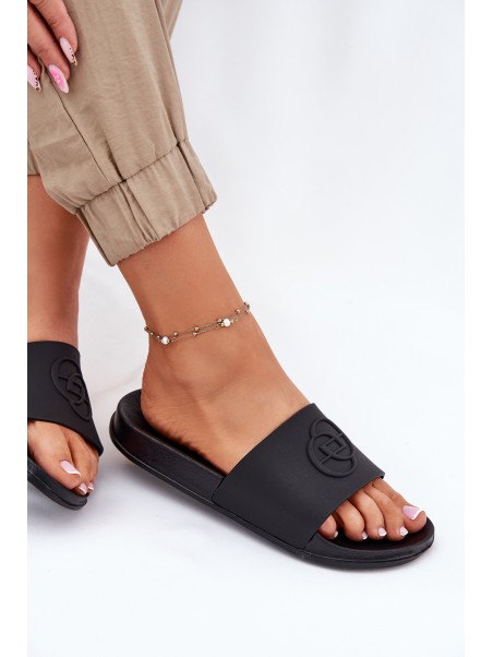 Light Women's Slippers With Decorative Embossing Black Isarisa