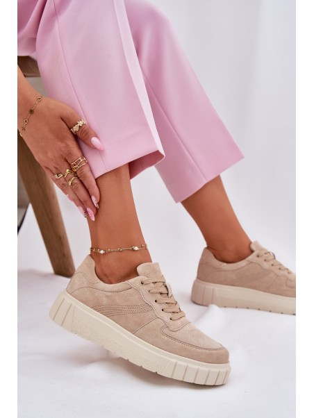 Suede Platform Sneakers Beige Rilwena