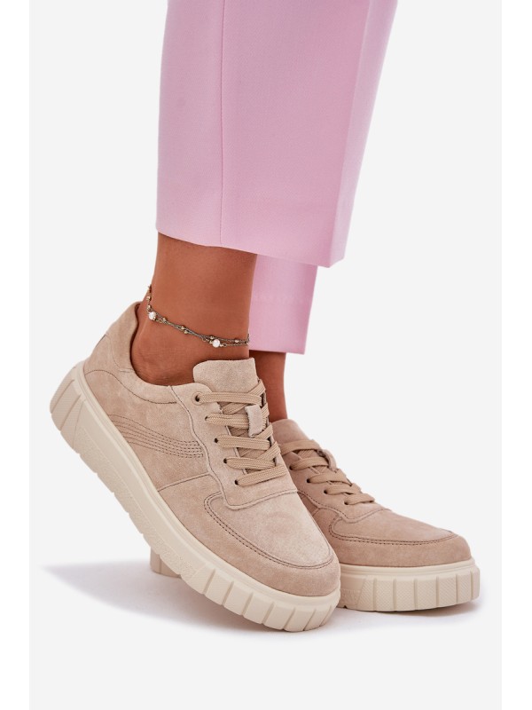 Suede Platform Sneakers Beige Rilwena