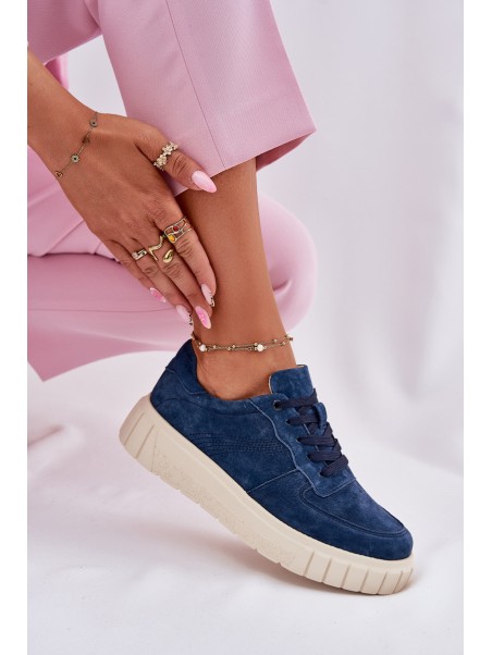 Suede Women's Platform Sneakers Navy Rilwena