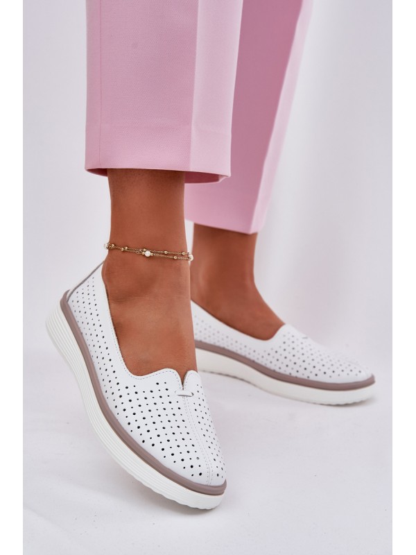 Leather Women's Oxford Shoes White Liaruna