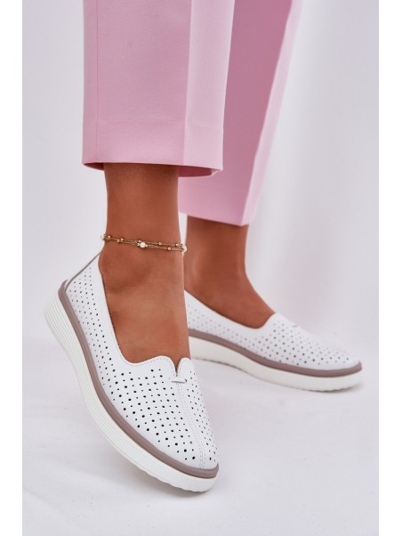 Leather Women's Oxford Shoes White Liaruna