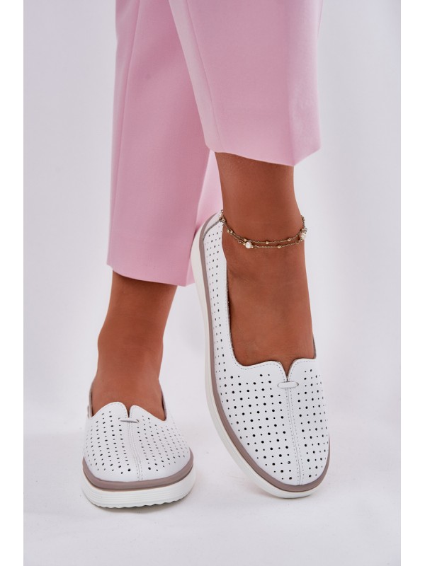 Leather Women's Oxford Shoes White Liaruna