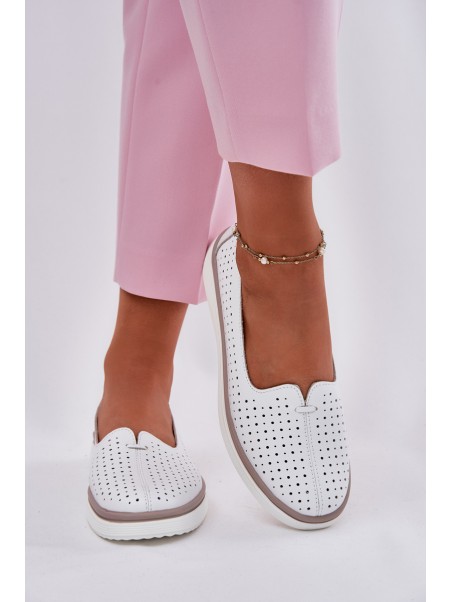 Leather Women's Oxford Shoes White Liaruna