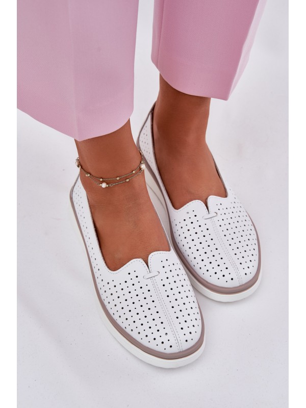 Leather Women's Oxford Shoes White Liaruna
