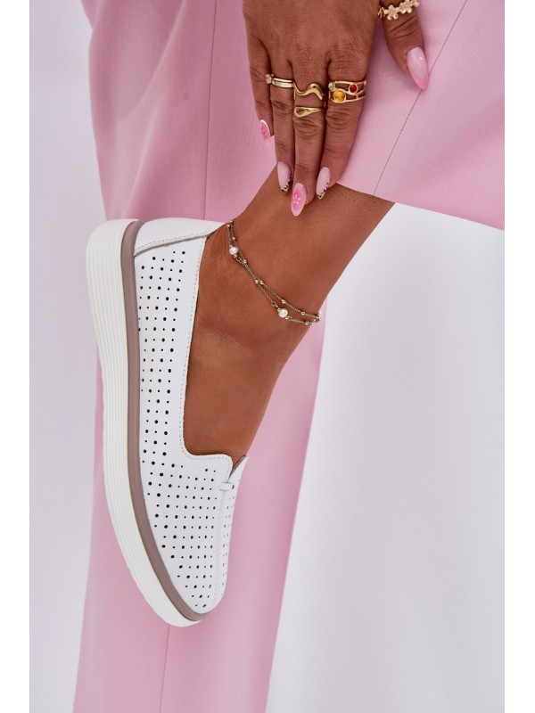 Leather Women's Oxford Shoes White Liaruna