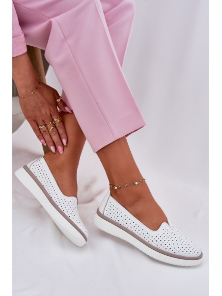 Leather Women's Oxford Shoes White Liaruna