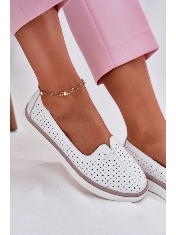 Leather Women's Oxford Shoes White Liaruna