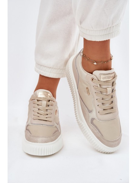 Womens Leather Sneakers On Platform Beige Velarria