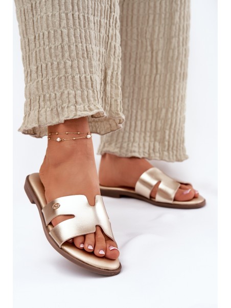 Women's Flat Sandals Made Of Eco Leather Golden Firvania